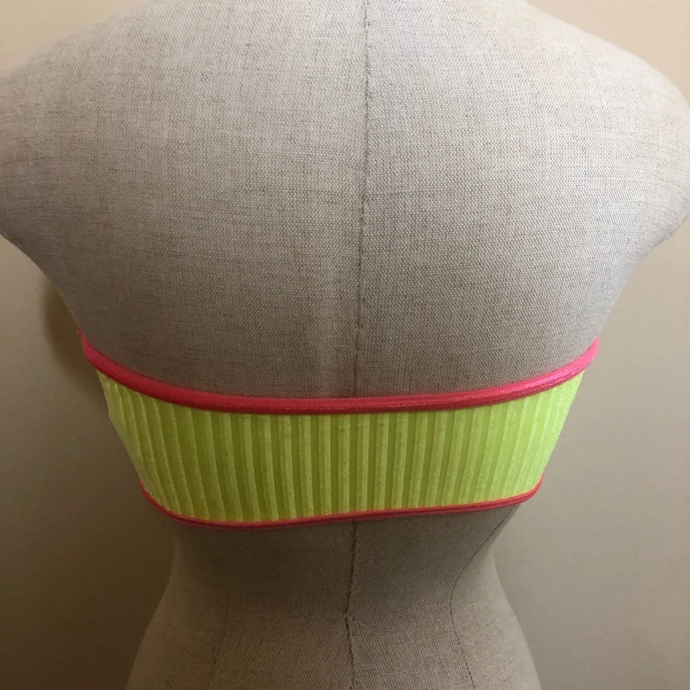 Revibe by Dippin’ Daisies bandeau encore strapless neon bikini top ribbed